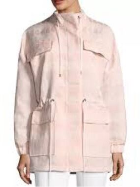 ST. JOHN, draw string waist light pink coat!